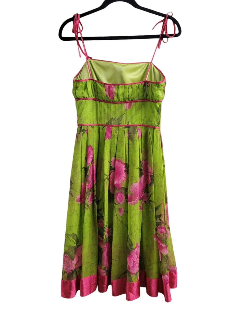 Sue Wong Green Floral Silk Sundress Size 6 - Picture 9 of 12